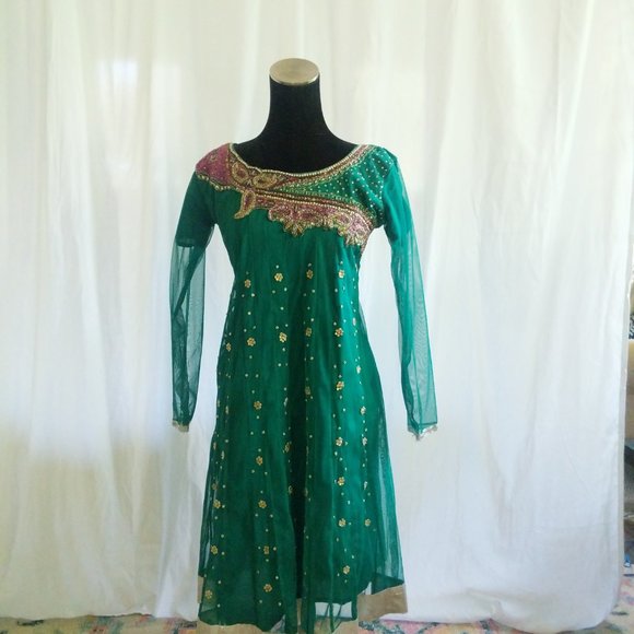Emerald Goddess Stunning Kurti Style Dress Juniors Size XL Women's M - Picture 3 of 4